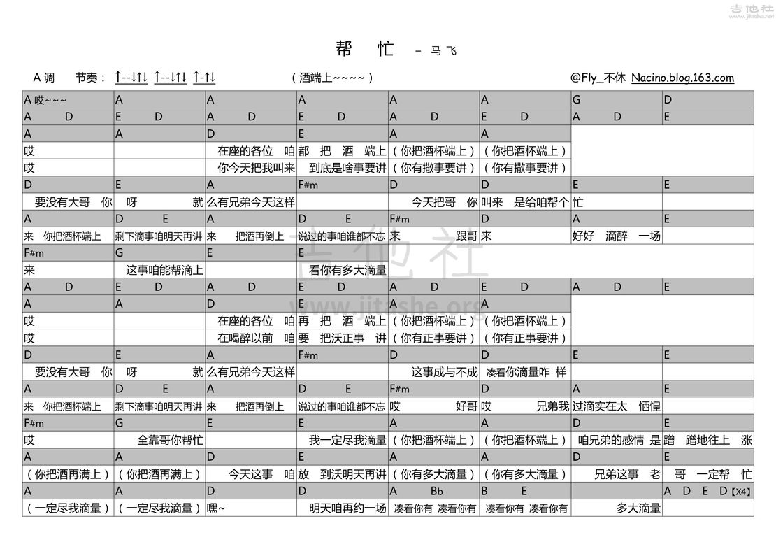 帮忙吉他谱(图片谱,弹唱,民谣)_马飞与乐队_帮忙.jpg