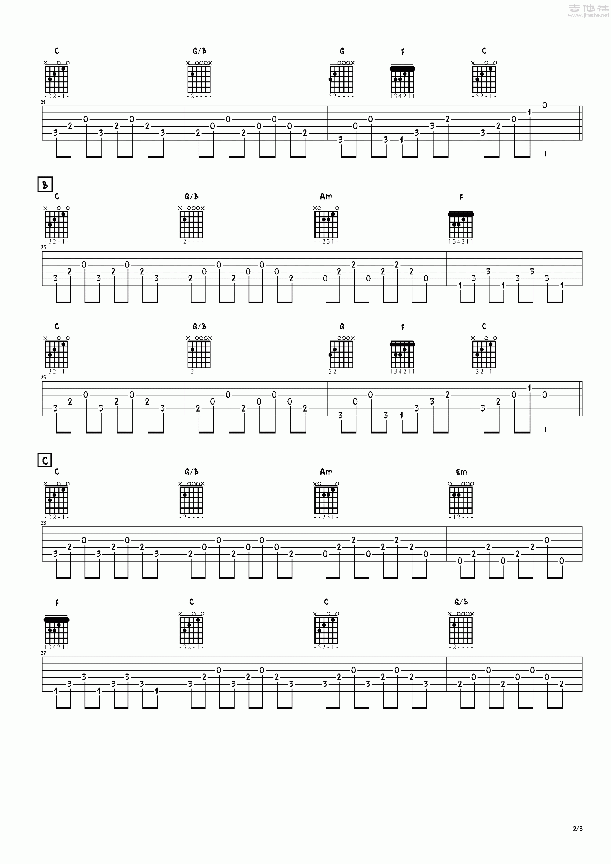 那些花兒吉他譜(圖片譜,大偉吉他,彈唱,教程)_范瑋琪(範範)_tab_fan