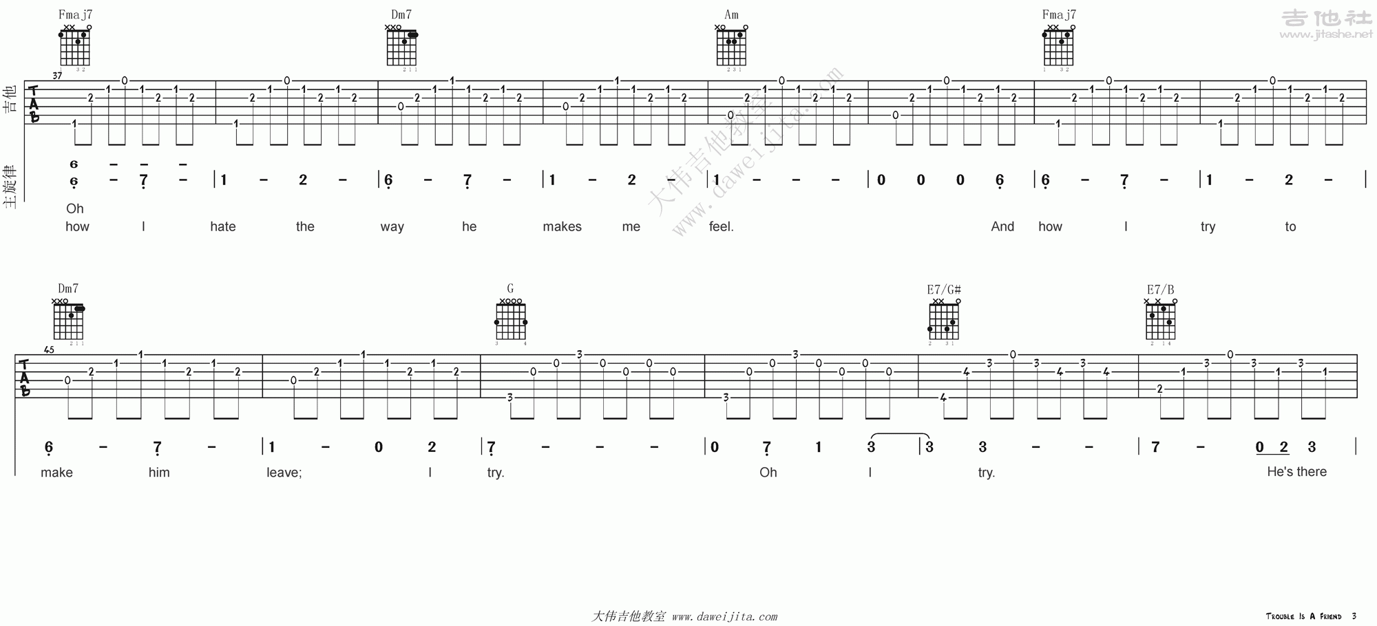 Trouble Is A Friend吉他谱(图片谱,大伟吉他,教程,弹唱)_Lenka(兰卡)_tab_Lenka_trouble_is_a_friend_3.gif