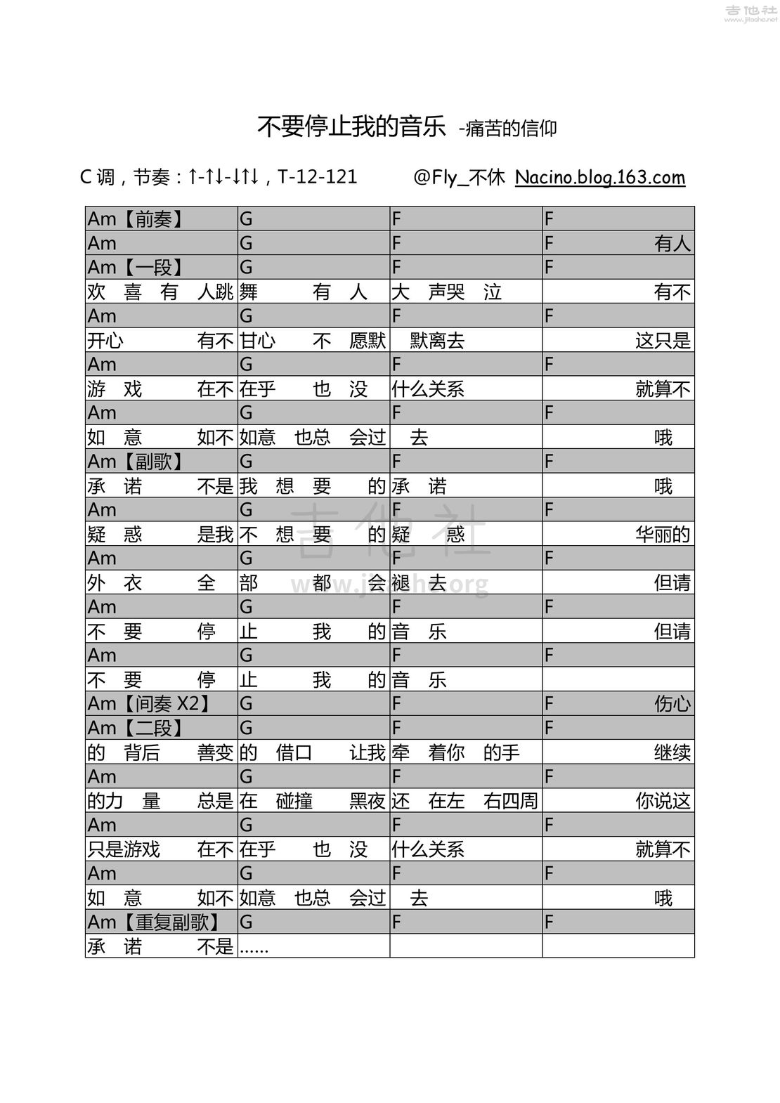 不要停止我的音乐吉他谱(图片谱,弹唱)_痛苦的信仰(痛仰)_不要停止我的音乐.jpg