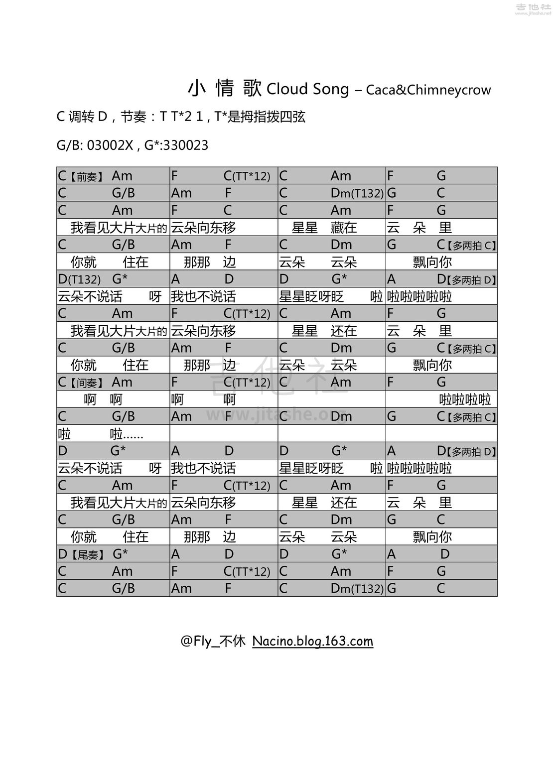 小情歌cloud song吉他谱(图片谱,弹唱)_群星(Various Artists)_小情歌cloud song.jpg