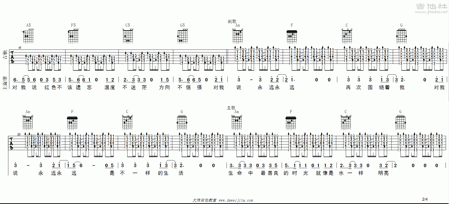 茶底世界吉他谱(图片谱,弹唱,教学,大伟吉他)_丢火车_茶底世界_2.gif