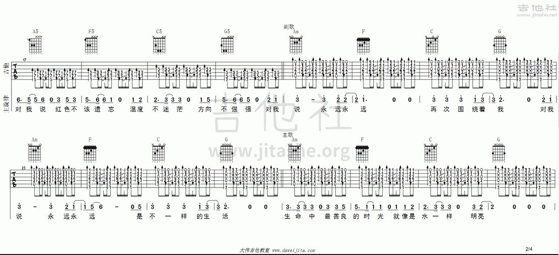 茶底世界吉他谱(图片谱,弹唱,教学,大伟吉他)_丢火车_茶底世界_2.gif