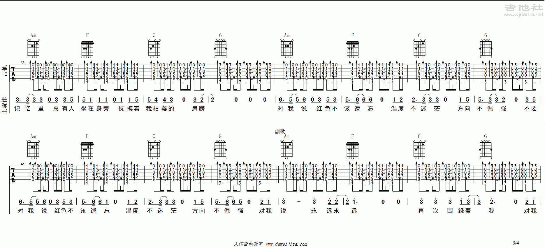 茶底世界吉他谱(图片谱,弹唱,教学,大伟吉他)_丢火车_茶底世界_3.gif