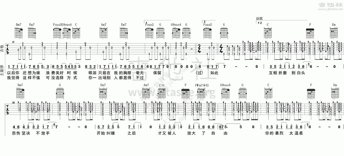 不将就吉他谱(图片谱,大伟吉他,弹唱,教学)_李荣浩_tab_lironghao_bujiangjiu_2.gif