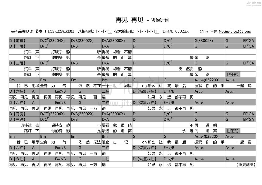 再见再见(电影《栀子花开》毕业季推广曲)吉他谱(图片谱,弹唱)_李易峰_再见再见.jpg