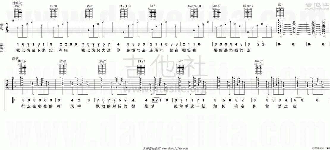 走在冷风中吉他谱(图片谱,大伟吉他,弹唱,教学)_刘思涵(Koala)_tab_liusihan_zouzailengfengzhong_2.gif