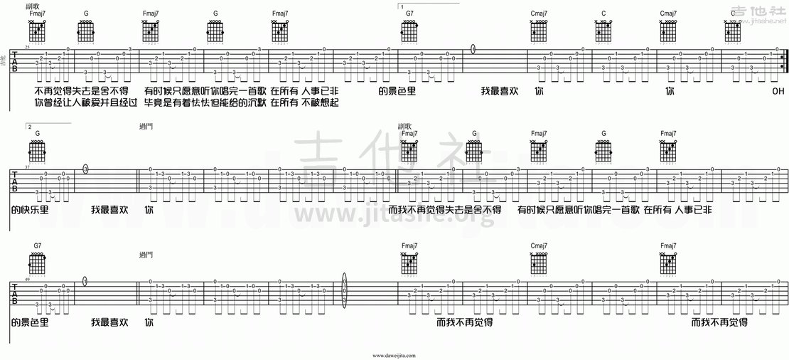 喜欢(小丽学吉他 第十二课)吉他谱(图片谱,大伟吉他,弹唱,小丽学吉他)_张悬(焦安溥)_tab_xiaolixuejita_zhangxuan_xihuan_2.gif