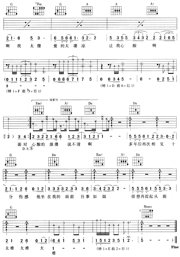 心酸的浪漫吉他谱(图片谱)_那英_3.gif