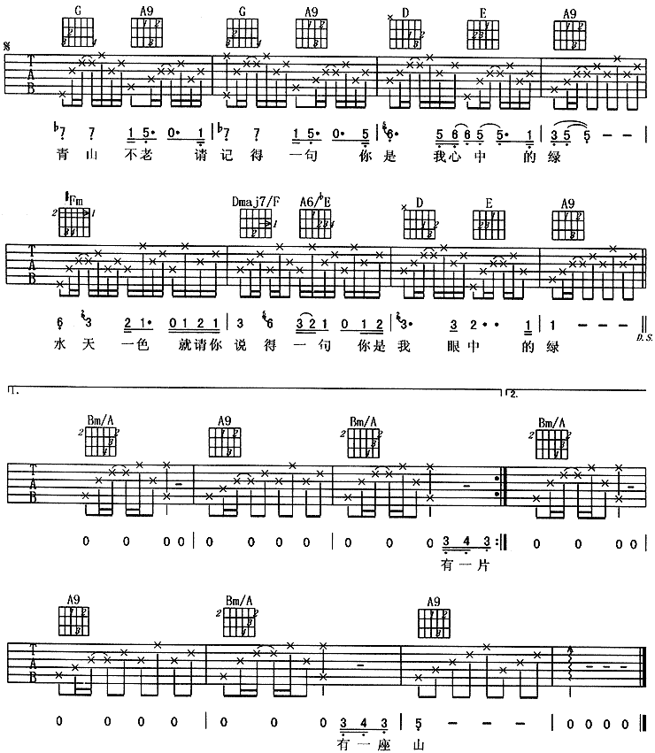 你是我心中的绿吉他谱(图片谱)_周华健(Emil Chau)_2.gif