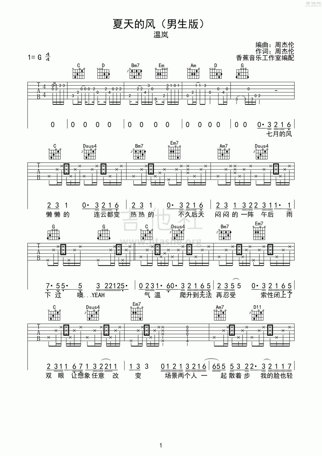 夏天的风吉他谱(图片谱,弹唱,男生版)_温岚(Landy)_【夏天的风】男生版_59.gif