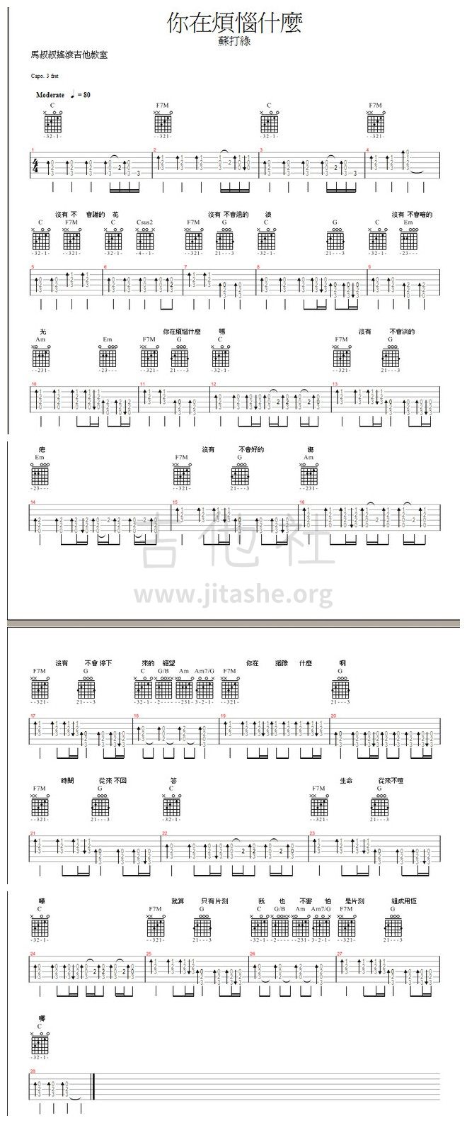 #84蘇打綠 - 你在煩惱什麼 (馬叔叔吉他教室)吉他谱(图片谱)_马叔叔_#84蘇打綠 - 你在煩惱什麼 (馬叔叔吉他教室).jpg