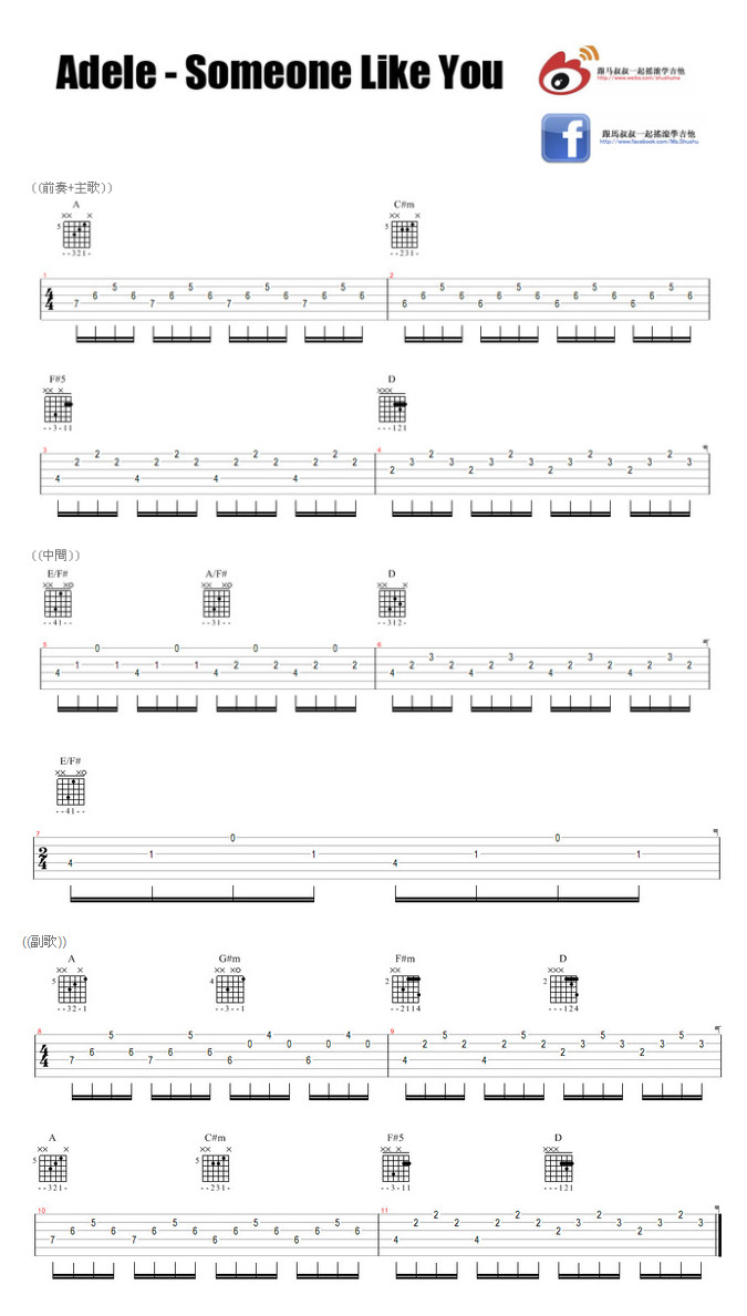 #118 Adele - Someone Like You (跟馬叔叔一起搖滾學吉他)吉他谱(图片谱)_马叔叔_#118 Adele - Someone Like You (跟馬叔叔一起搖滾學吉他).jpg