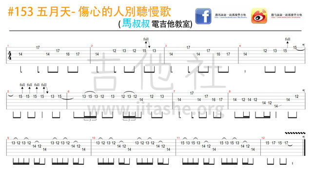 #153五月天 - 傷心的人別聽慢歌 (馬叔叔電吉他教室)吉他谱(图片谱)_马叔叔_#153五月天 - 傷心的人別聽慢歌 (馬叔叔電吉他教室).jpg