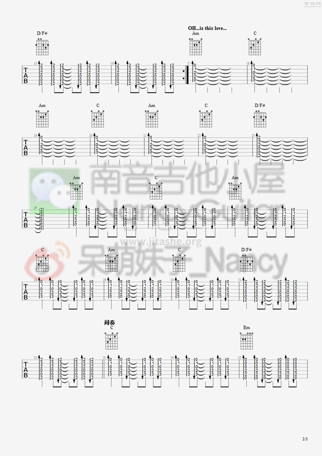 Is This Love（Nancy_南音吉他小屋）吉他谱(图片谱,弹唱,教学)_逃跑计划_Is This Love 2.jpg