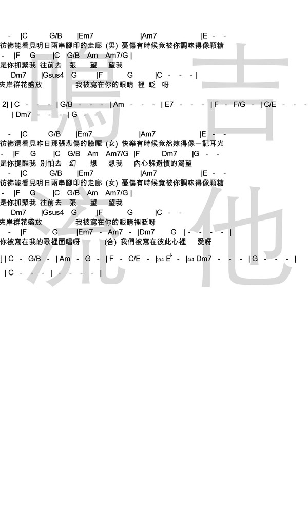 求阿隆老師<<你被寫在我的歌里>>Tab譜~[image-0002-4.jpg]