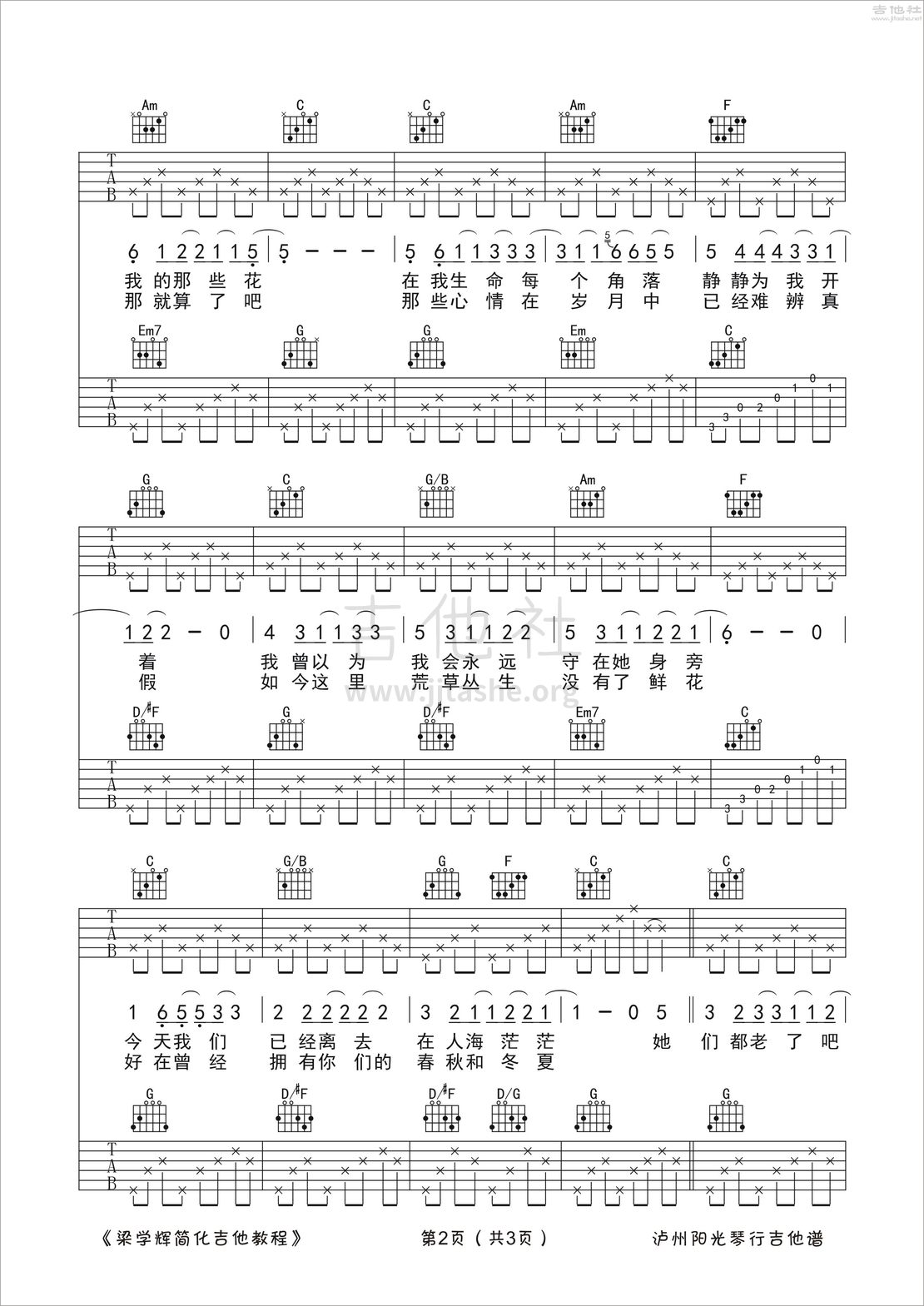 那些花儿(C调范玮琪版本与G调朴树版本混排)吉他谱(图片谱,弹唱)_范玮琪(范范)_那些花儿 C调与G调 六线谱 2.jpg