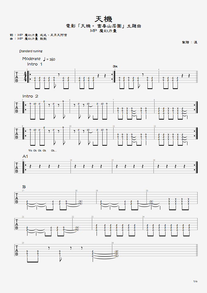 天机吉他谱(图片谱)_MP魔幻力量(魔幻力量;MP;Magic Power)_Tian Ji Part 1.png
