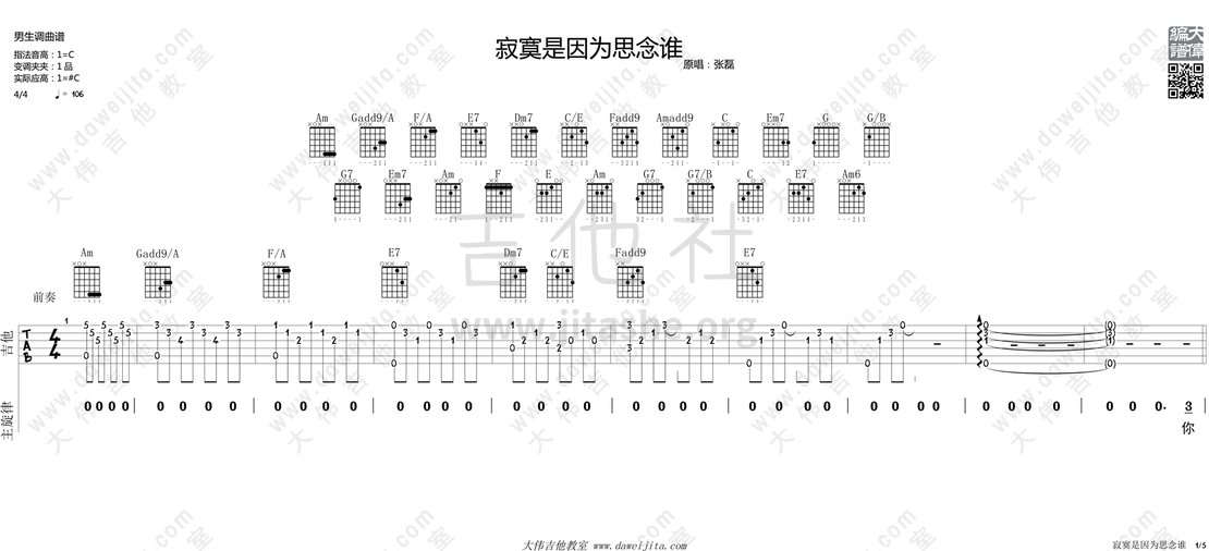 打印:寂寞是因为思念谁吉他谱_张磊(大磊)_tab_zhanglei_jimoshiyinweisinianshei_1.gif