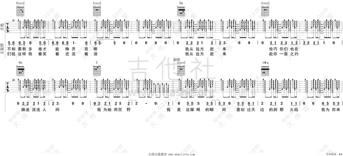 生如夏花吉他谱(图片谱,弹唱,大伟吉他)_朴树_tab_pushu_shengruxiahua_2.gif