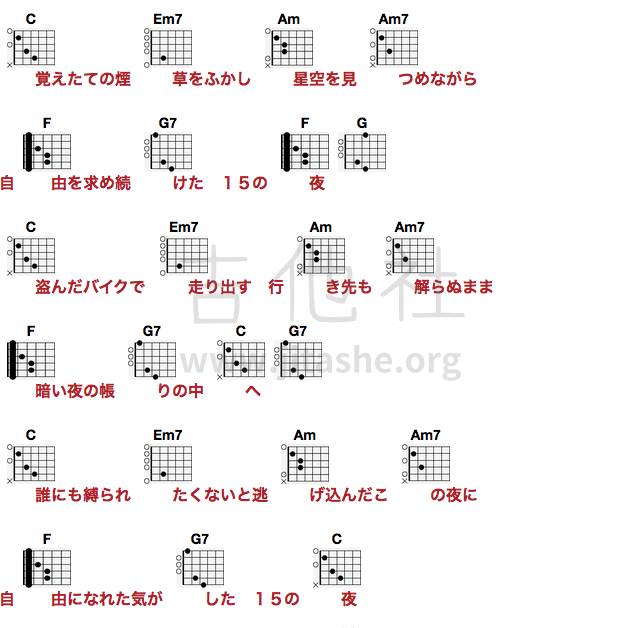 15の夜吉他谱(图片谱,尾崎豐,弹唱)_尾崎豊(Yutaka Ozaki / 尾崎丰 / おざき ゆたか)_005