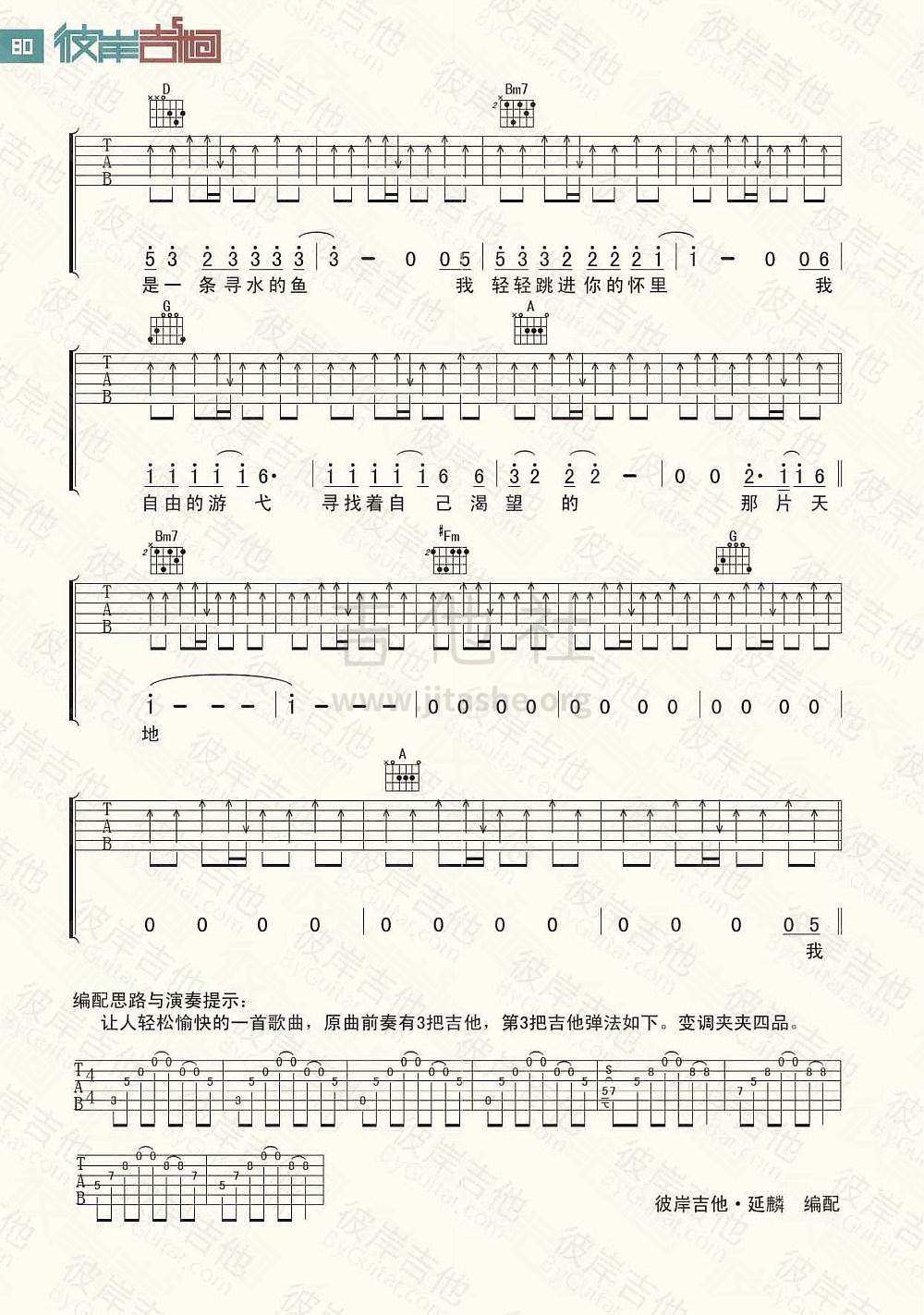 寻水的鱼吉他谱(图片谱,弹唱,彼岸吉他)_许飞_3.jpg