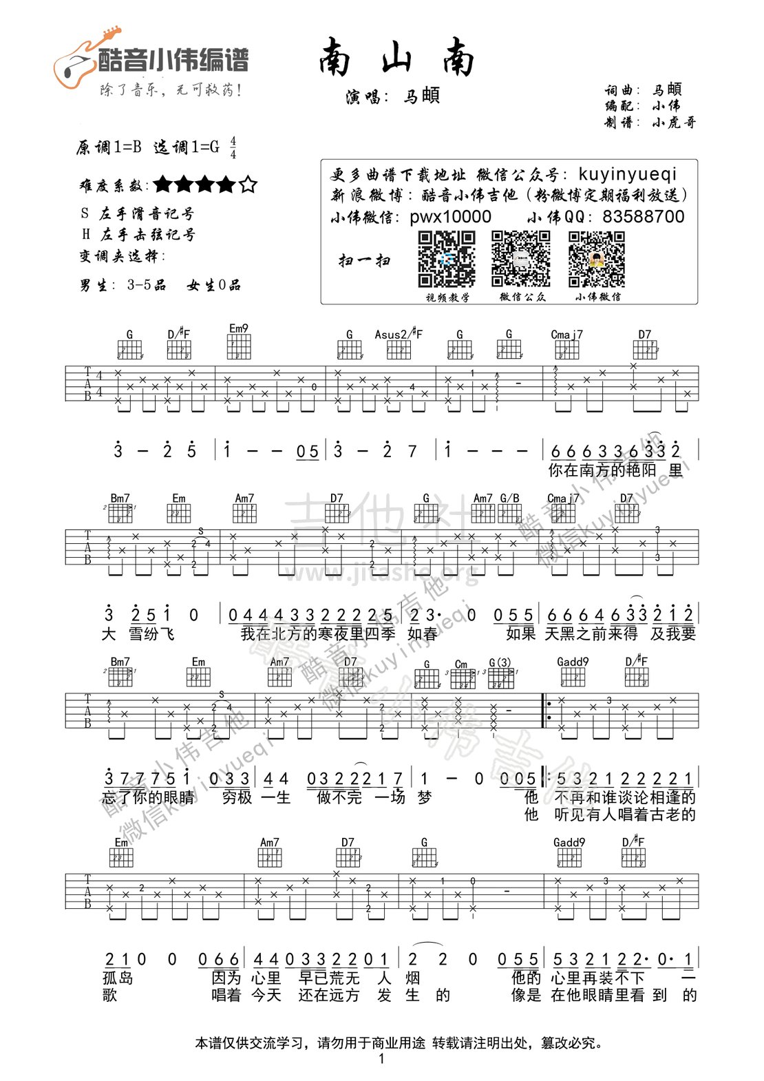 《其实我们都有故事吉他谱》樊少华_C调六线谱_濮宇制谱 - H吉他网