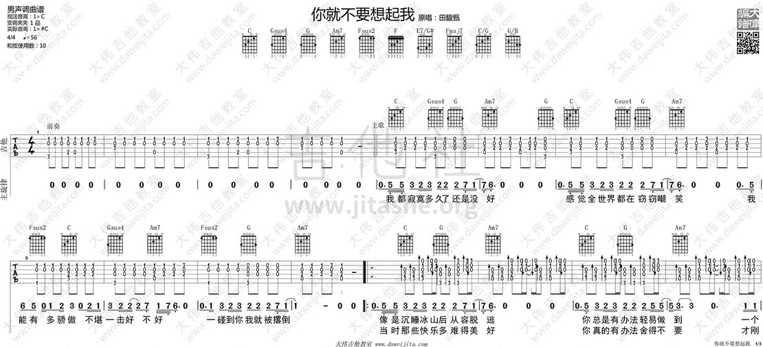 你就不要想起我吉他谱(图片谱,弹唱,大伟吉他,教程)_田馥甄(Hebe;Tien Fu-Chen)_tab_tianfuzhen_nijiubuyaoxiangqiwo_1.gif