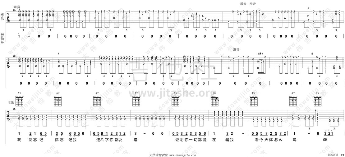 你怎么说吉他谱(图片谱,弹唱,大伟吉他,教程)_邓丽君(邓丽筠;テレサ・テン;Teresa Teng)_tab_blues_denglijun_nizenmeshuo_2.gif