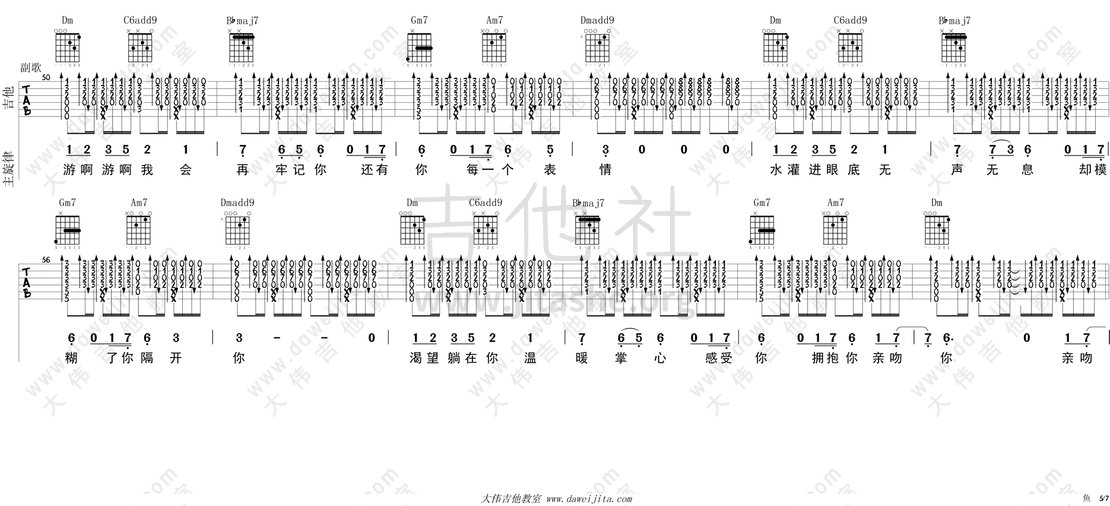 鱼吉他谱(图片谱,弹唱,大伟吉他,教程)_姚贝娜_tab_yaobeina_yu_5.gif