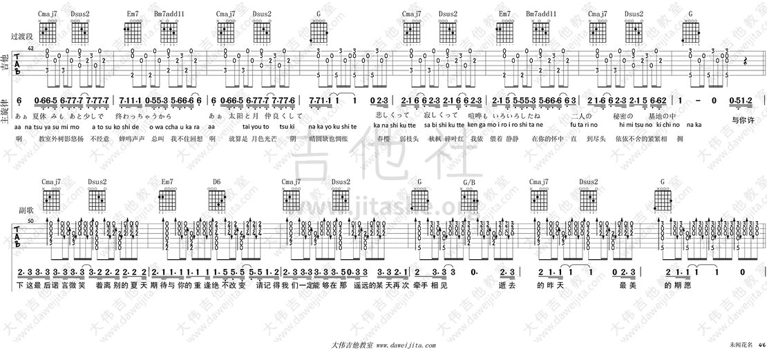 打印:未闻花名 - secret base～君がくれたもの～吉他谱_Zone(ゾーン)_tab_weiwenhuaming_secret-base_tanchang_4.gif