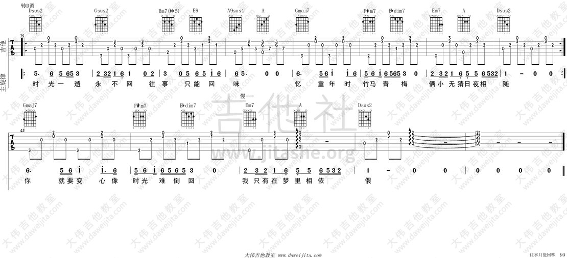 往事只能回味吉他谱(图片谱,弹唱,大伟吉他,教程)_好妹妹_tab_haomeimeiyuedui_wangshizhinenghuiwei_3.gif