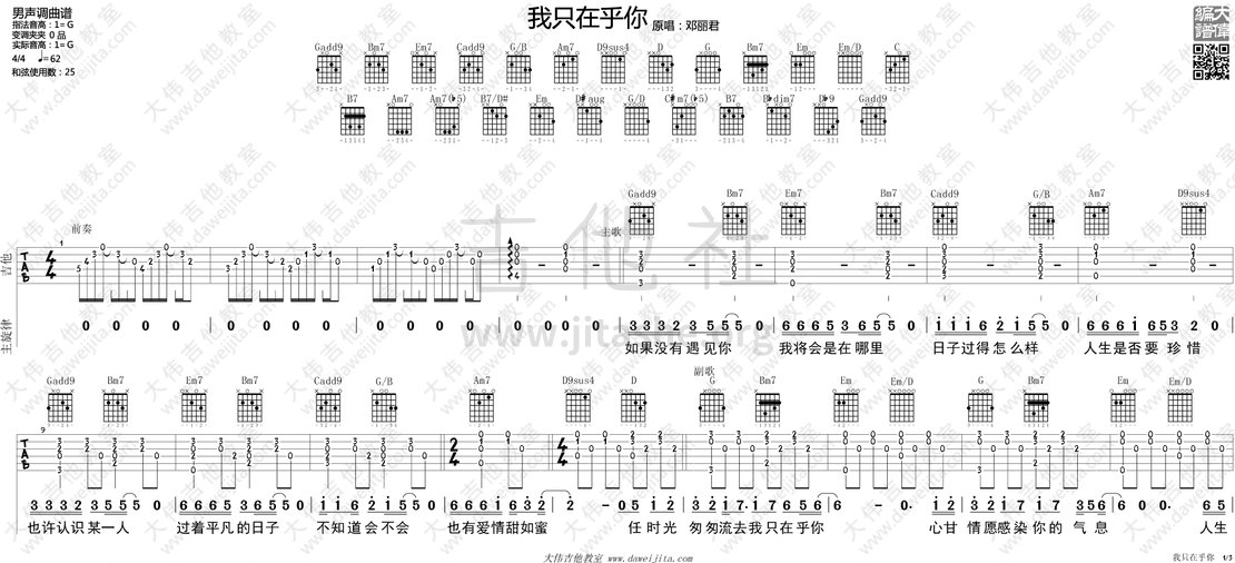 我只在乎你吉他谱(图片谱,弹唱,大伟吉他,教程)_邓丽君(邓丽筠;テレサ・テン;Teresa Teng)_tab_denglijun_woshizaihuni_1.gif