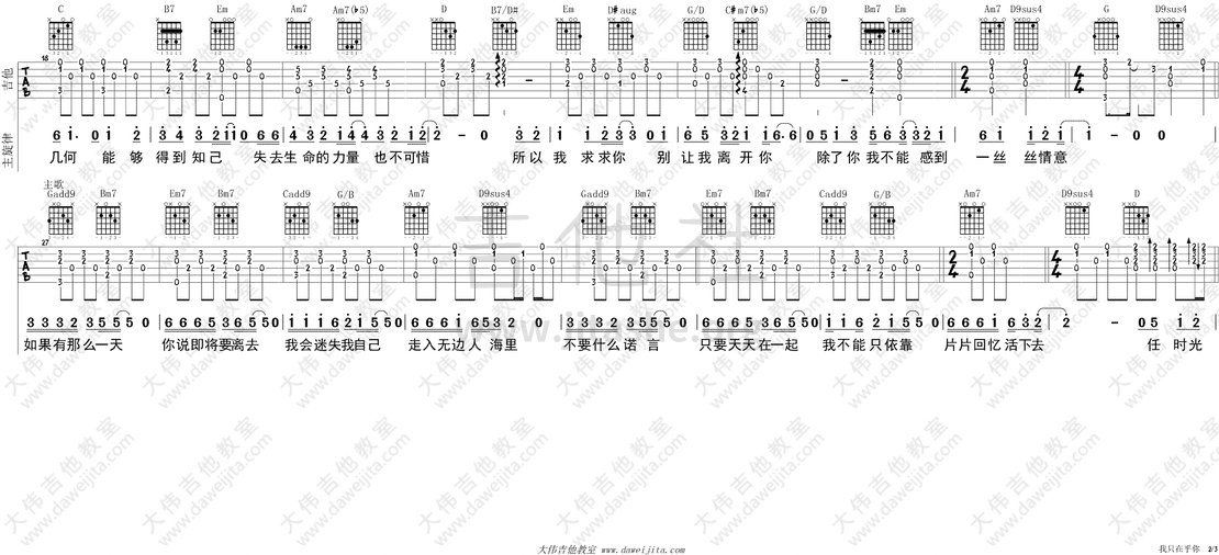 我只在乎你吉他谱(图片谱,弹唱,大伟吉他,教程)_邓丽君(邓丽筠;テレサ・テン;Teresa Teng)_tab_denglijun_woshizaihuni_2.gif