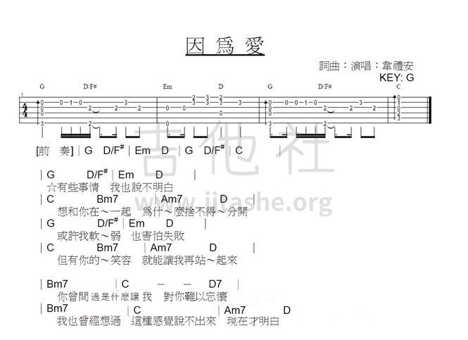 因为爱吉他谱(图片谱)_韦礼安_yinweiai1.jpg