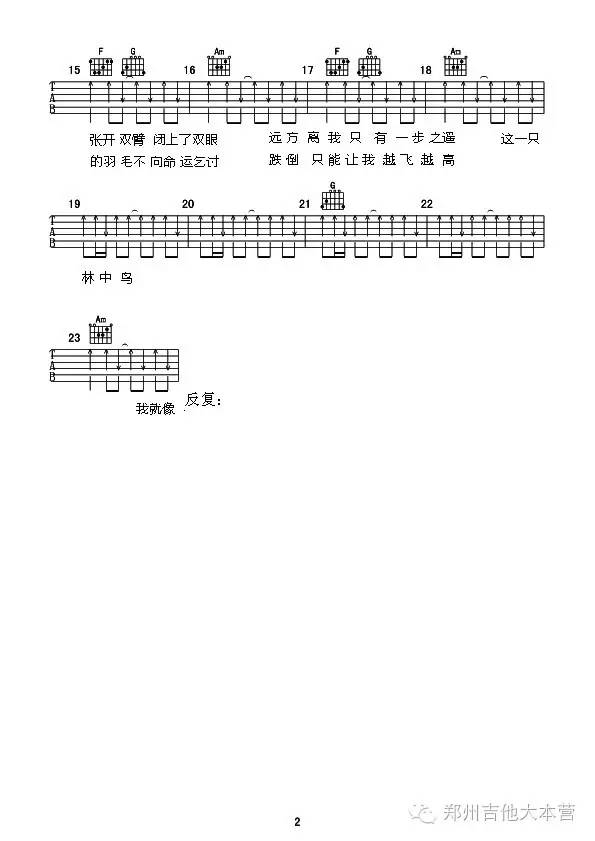 林中鸟吉他谱(图片谱,弹唱)_葛林_林中鸟1