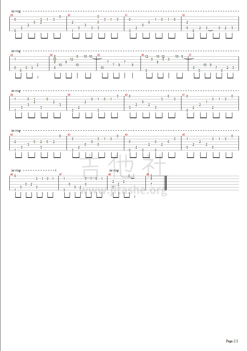 夜的钢琴曲四吉他谱(图片谱)_石进_夜的钢琴曲4 - page 2.bmp