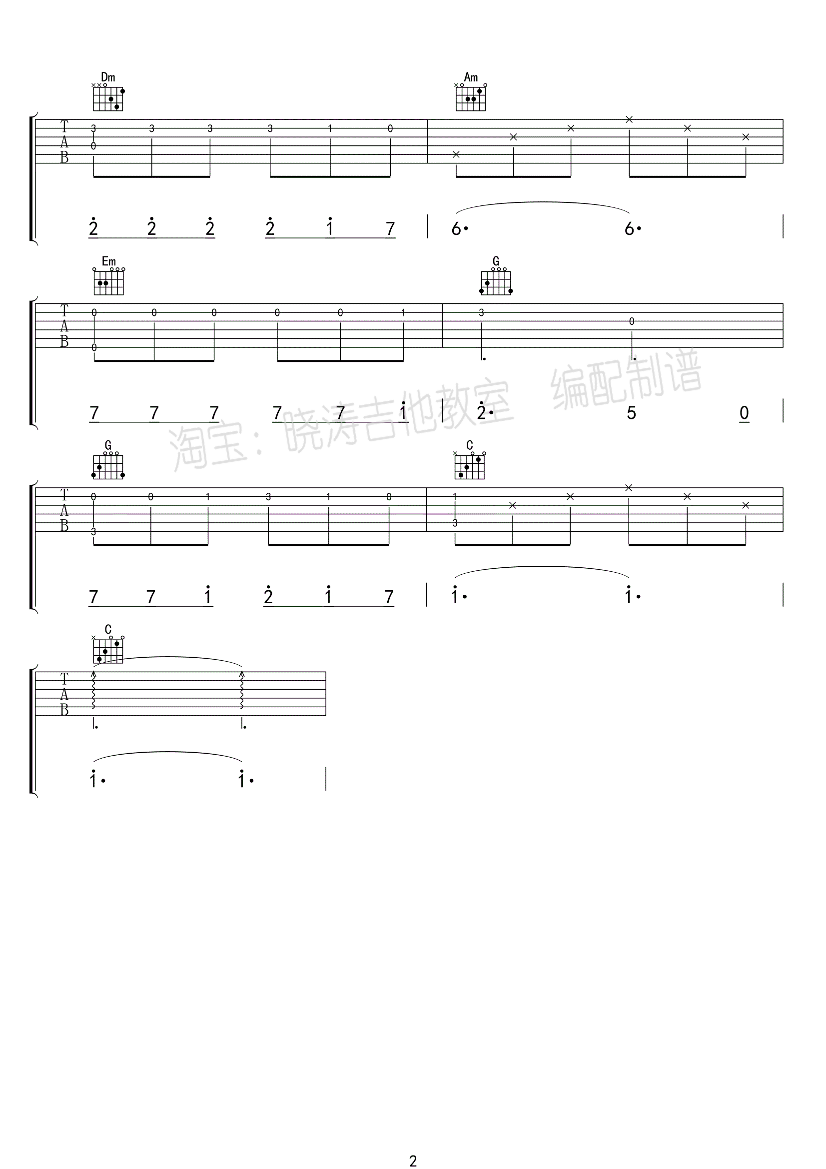 同桌的你（指弹入门练习曲）吉他谱(图片谱,独奏,指弹)_老狼(王阳)_《同桌的你》超级简单指弹入门练习曲_31.gif