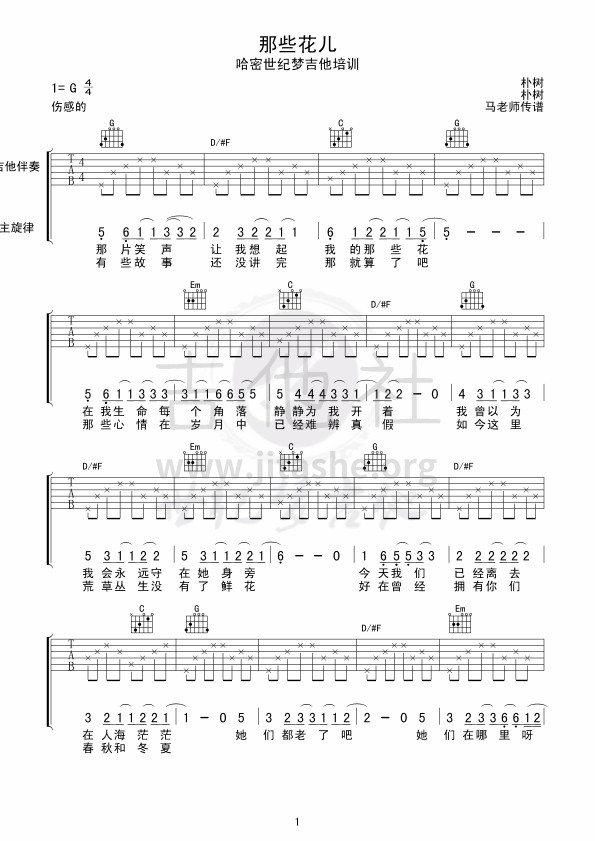 那些花儿吉他谱(图片谱,弹唱)_孙青_那些花儿01.jpg