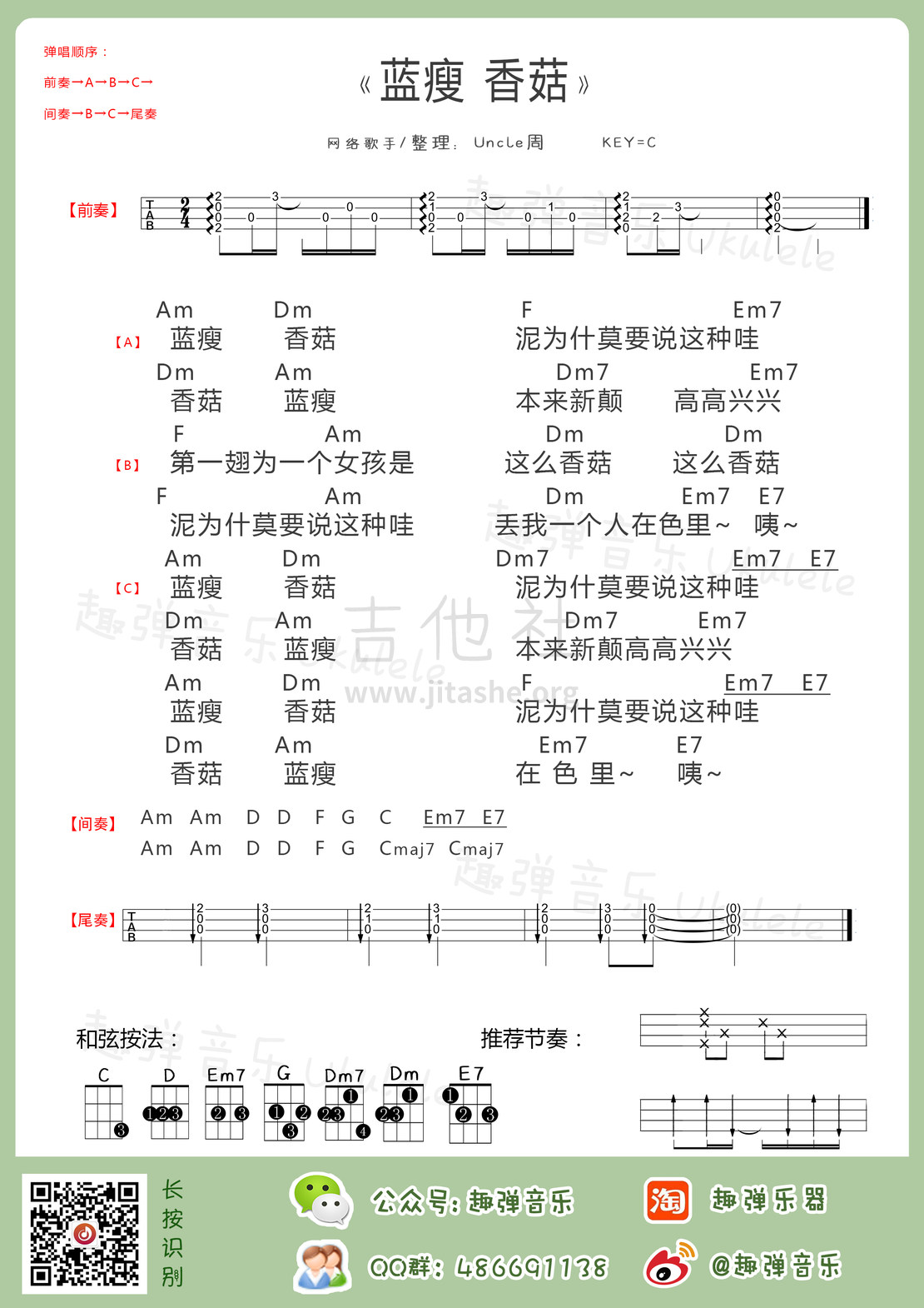 蓝瘦香菇吉他谱(图片谱,尤克里里,弹唱)_群星(Various Artists)_蓝廋香菇.jpg