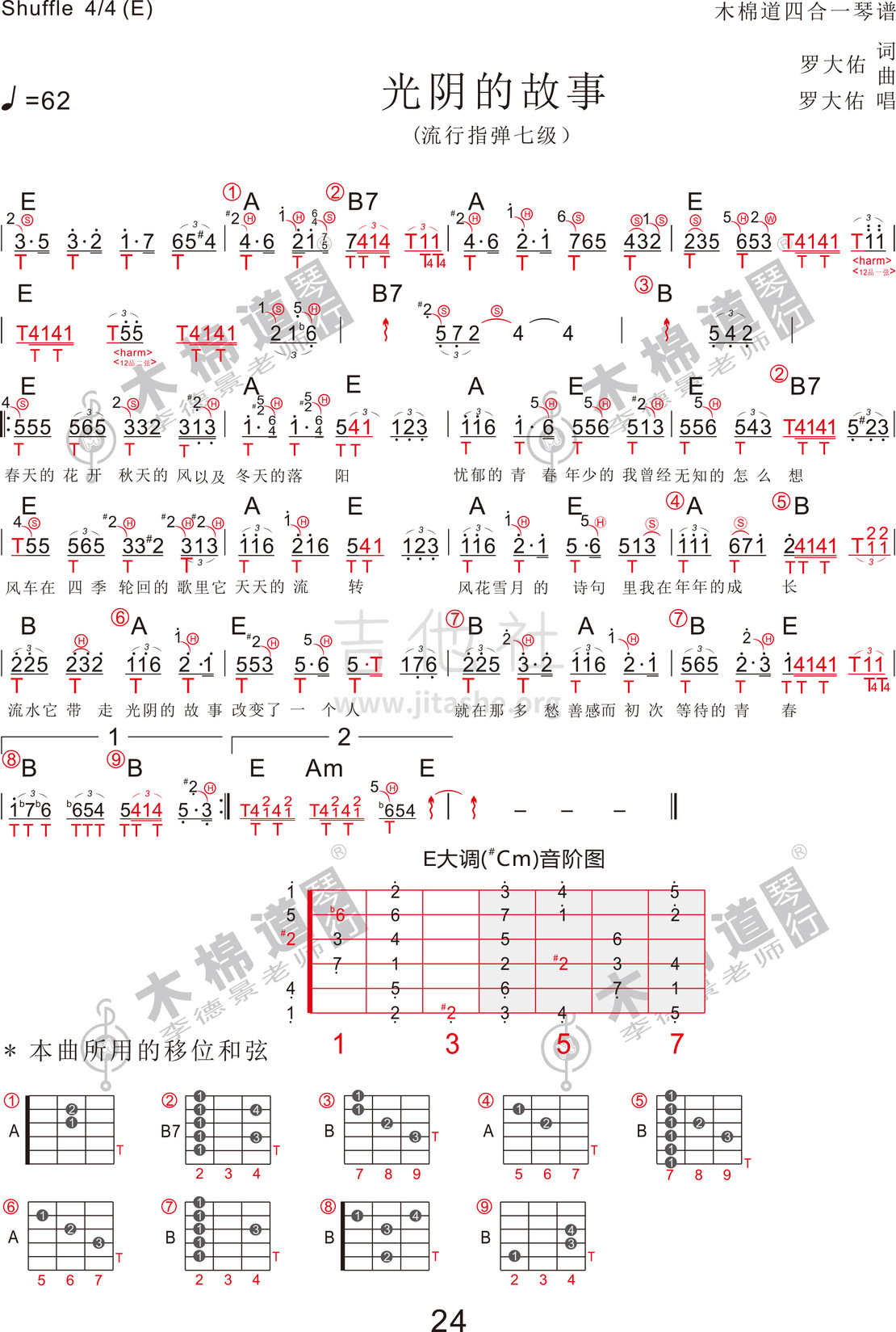 光阴的故事吉他简谱_吉他谱 罗大佑 光阴的故事 教育频道