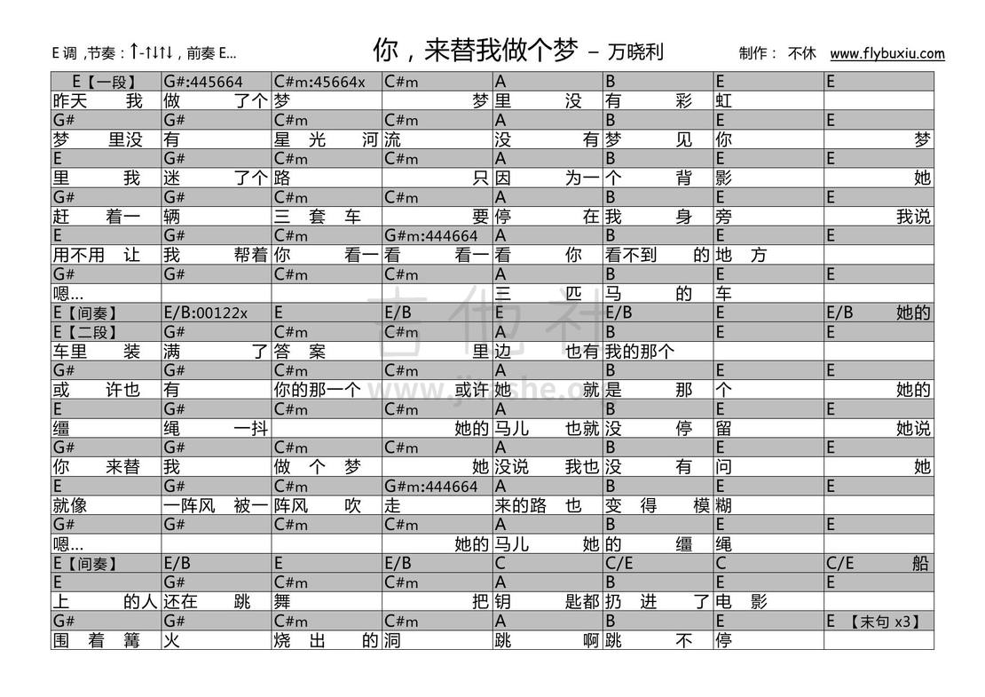 你，来替我做个梦吉他谱(图片谱,弹唱)_万晓利_万晓利-你来替我做个梦0000.jpg