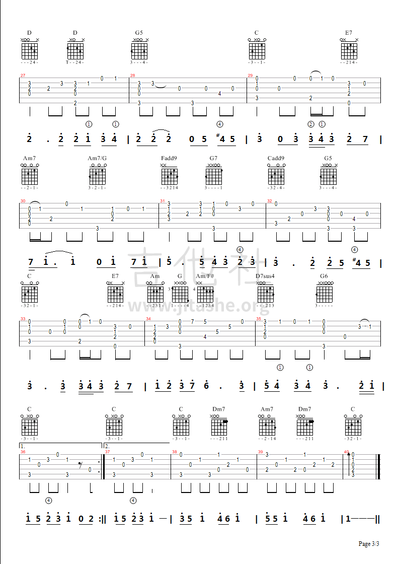 打印:彩虹(小鸥编配制谱)吉他谱_周杰伦(Jay Chou)_彩虹(独奏) - page 3.bmp