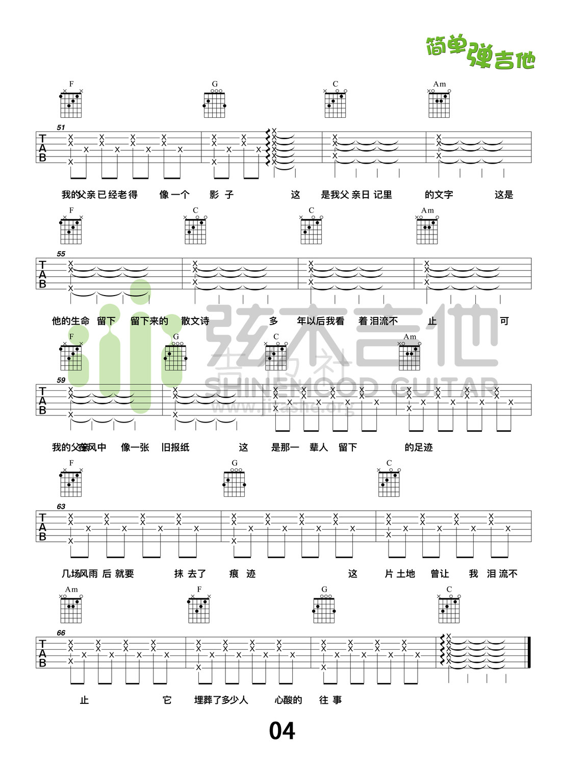 父亲写的散文诗(弦木吉他简单弹吉他:第63期)吉他谱(图片谱,吉他,吉他弹唱,吉他教学)_李健_父亲写的散文诗4.jpg