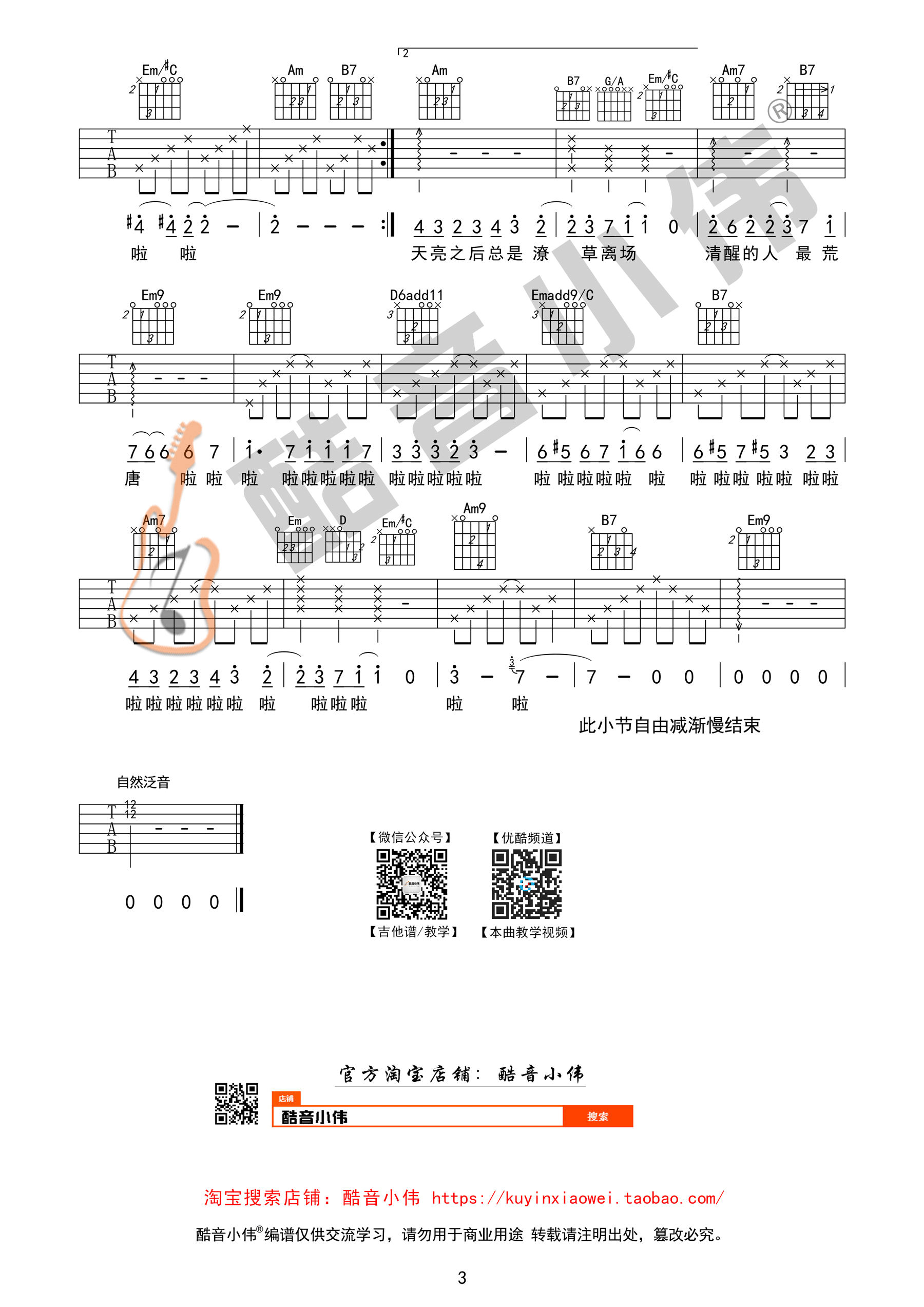 消愁（酷音小伟吉他弹唱教学）吉他谱(图片谱,酷音小伟,吉他教学,弹唱)_毛不易(王维家)_消愁3.gif