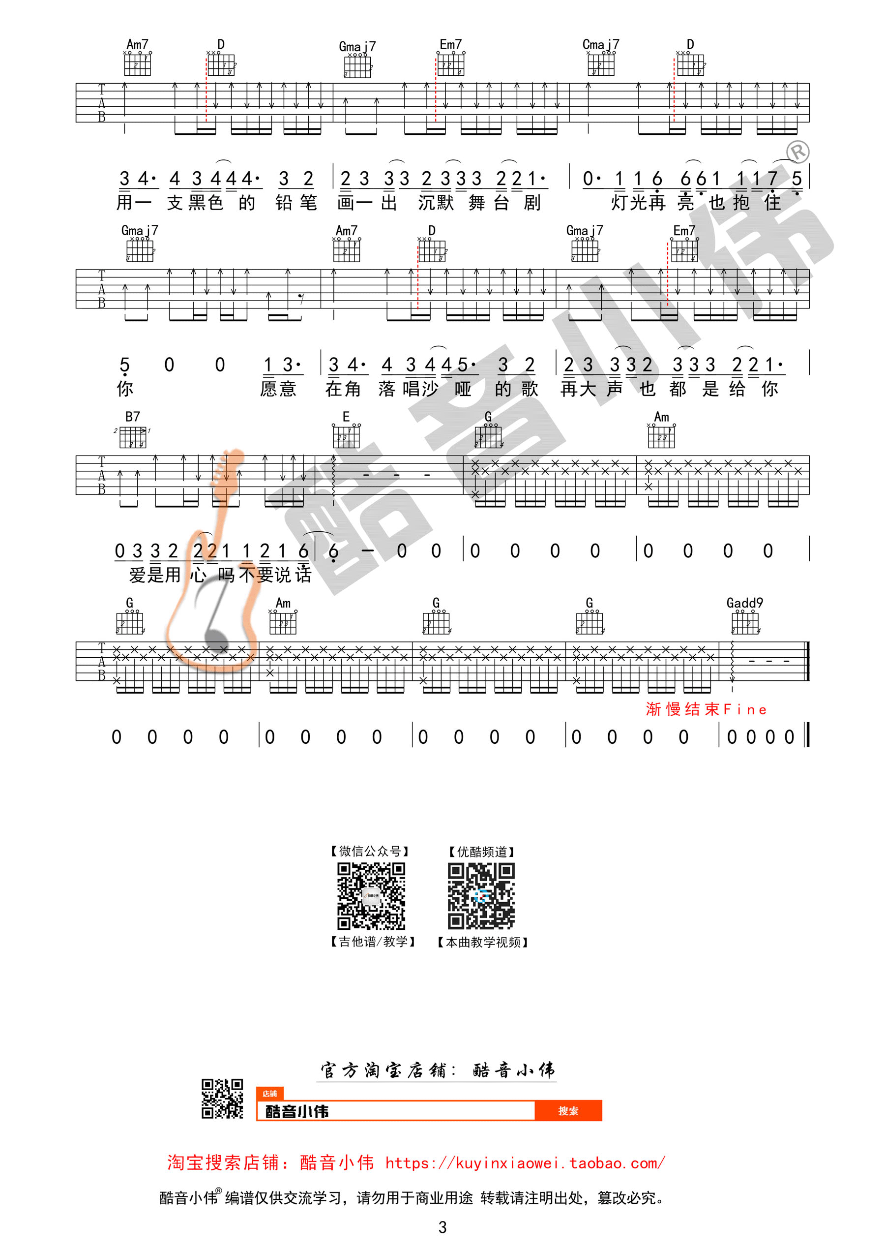 不要说话(酷音小伟吉他教学)吉他谱(图片谱,弹唱,中级版,酷音小伟)_陈奕迅(Eason Chan)_不要说话03.gif