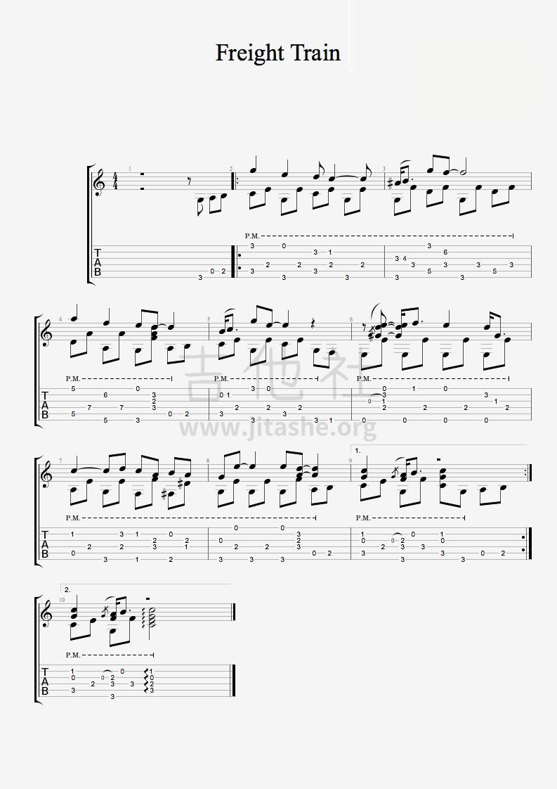 Freight Train吉他谱(图片谱,指弹)_群星(Various Artists)_货物列车.png