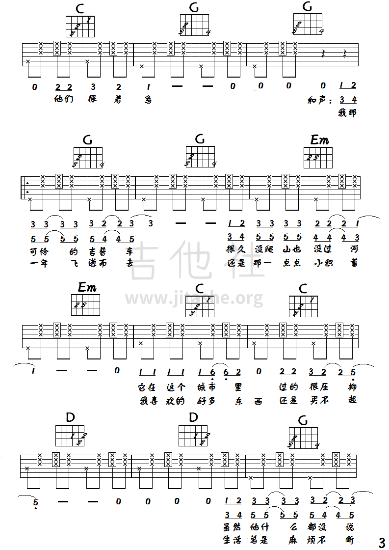 活着(吉他谱第一期)吉他谱(图片谱,弹唱)_郝云_活着_3.png