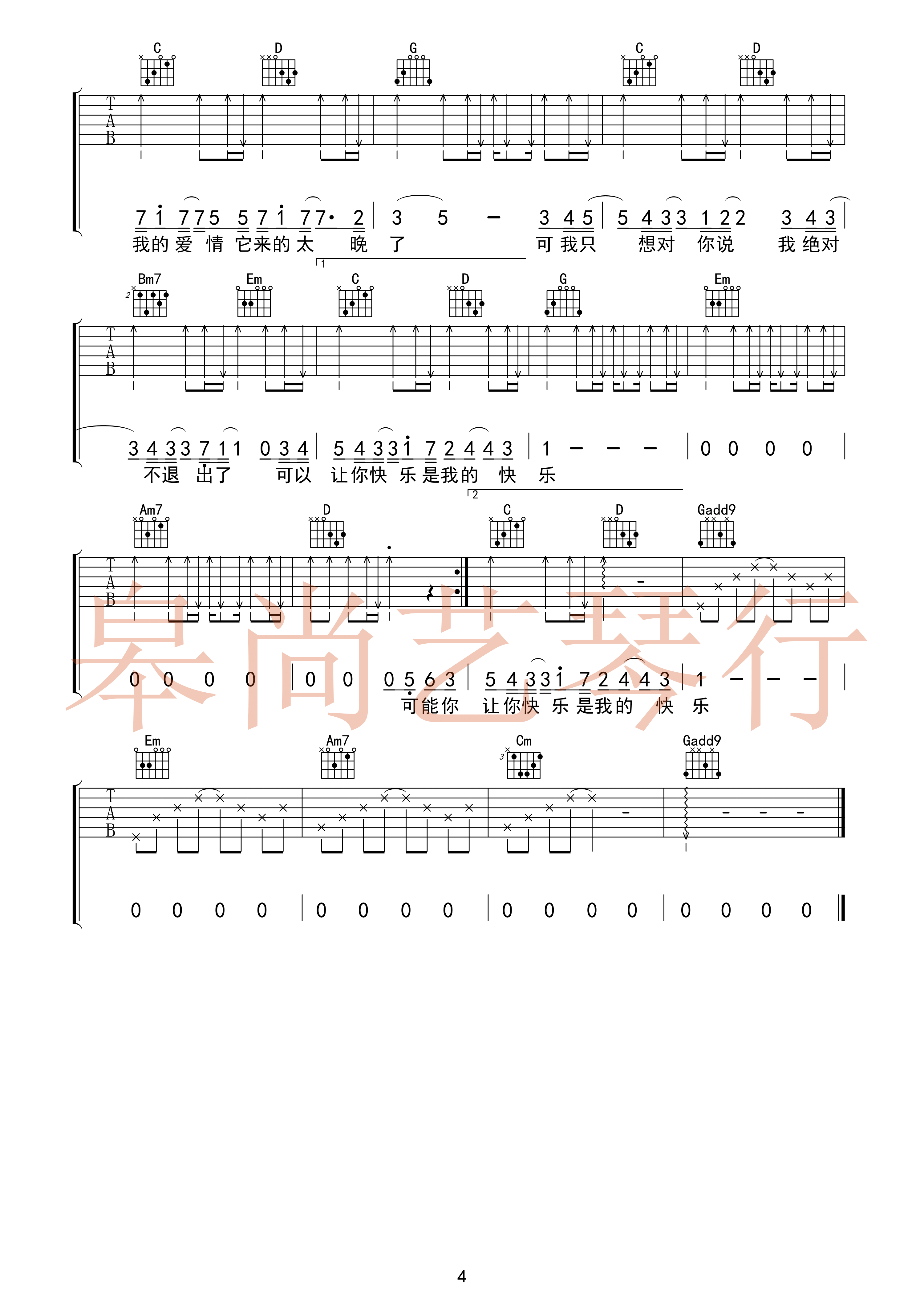 可乐吉他谱(图片谱,弹唱,伴奏)