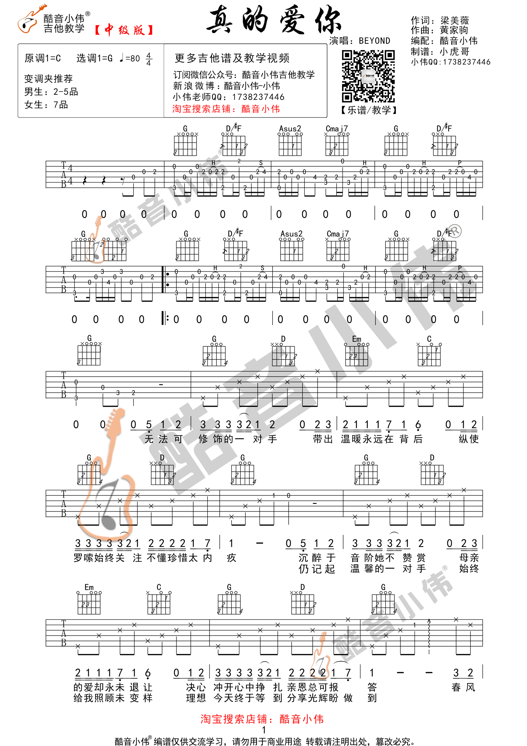 真的爱你(酷音小伟吉他弹唱教学)吉他谱(图片谱,弹唱,教学,原版)_Beyond_真的爱你最后1.gif